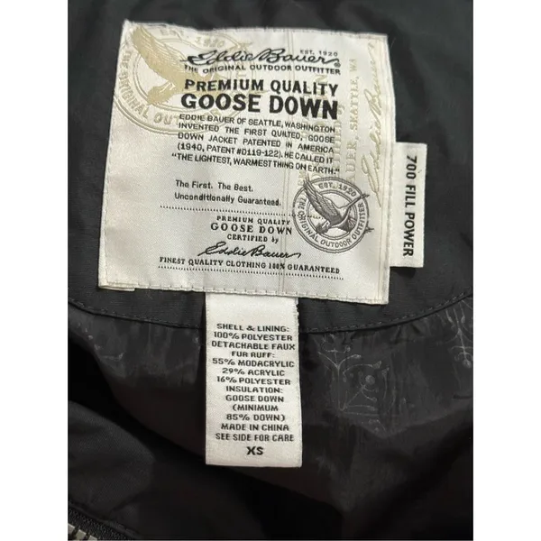 Eddie Bauer 700 Fill Power Premium Quality Goose Down Puffer Parka Jacket Sz-XS - Image 4
