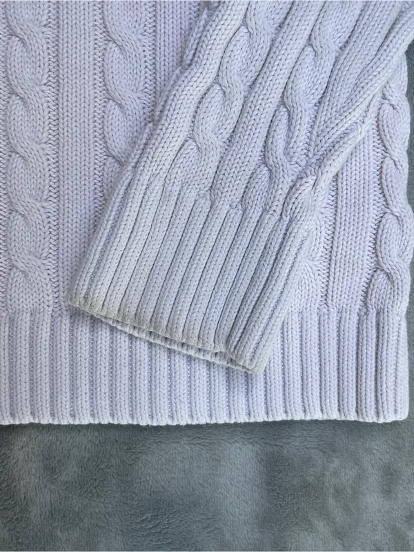 L.L.Bean Classic Cable Knit Turtleneck Sweater Ivory preppy nautical coastal XL - Image 7