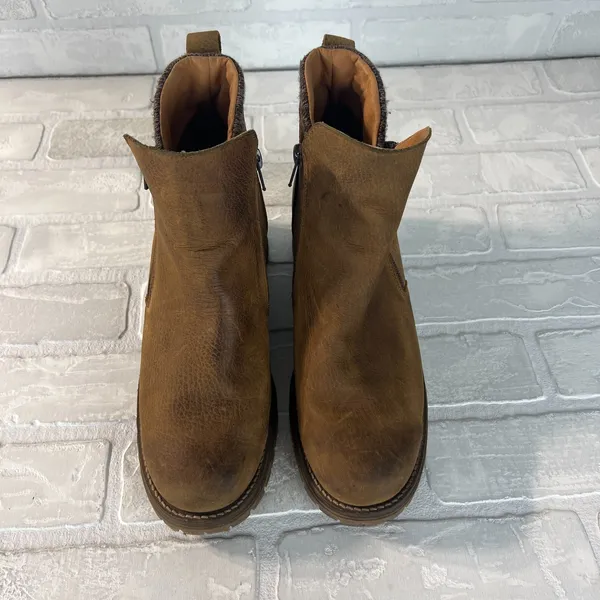 Bullboxer Dorian Ankle Boots Womens 10 Brown Leather Chelsea Wedge Zipper Grunge - Image 10