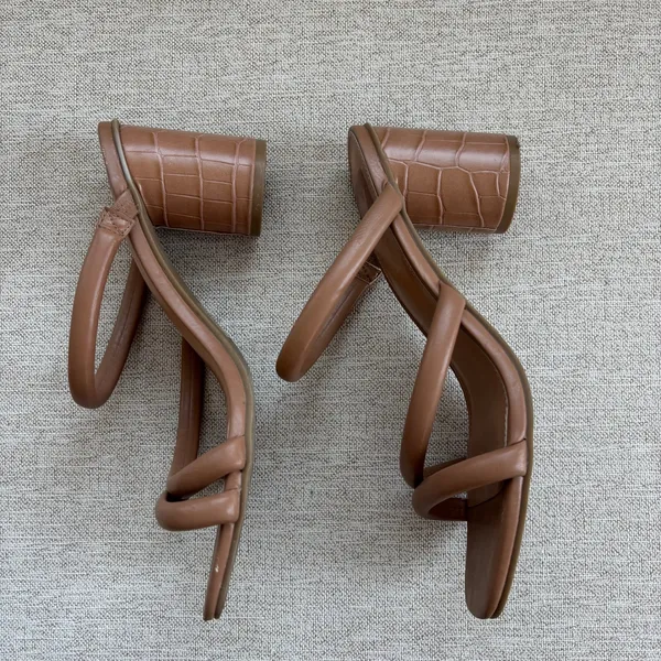 DV Dolce Vita Priana Tan Puffy Strappy Block Heel Sandals Summer Heels Size 8 - Image 7