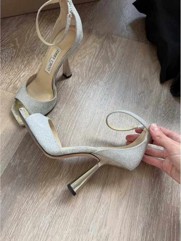 Jimmy Choo Reon 100 silver glitter heels - Image 3