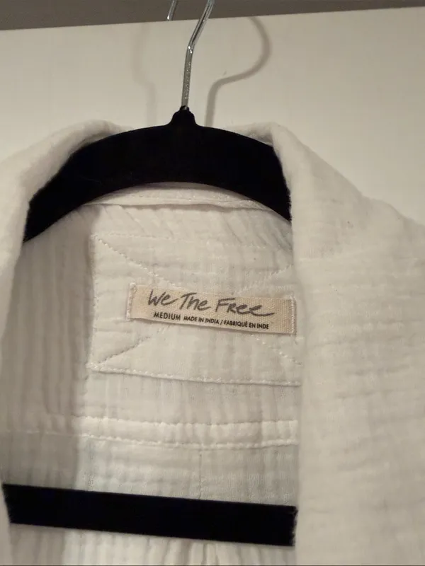 We The Free free people oversized White Button-Down‎ Textured Shirt medium - Image 3