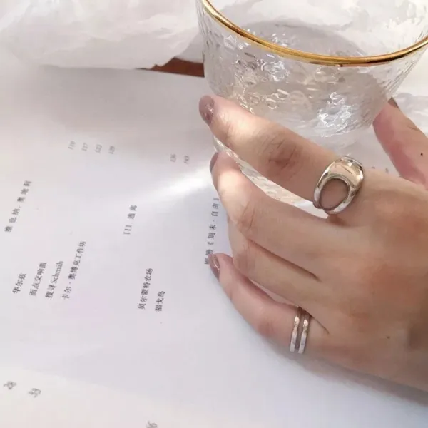 Boutique NEW Polished 18k‎ White Gold Geometric Ring - Image 13