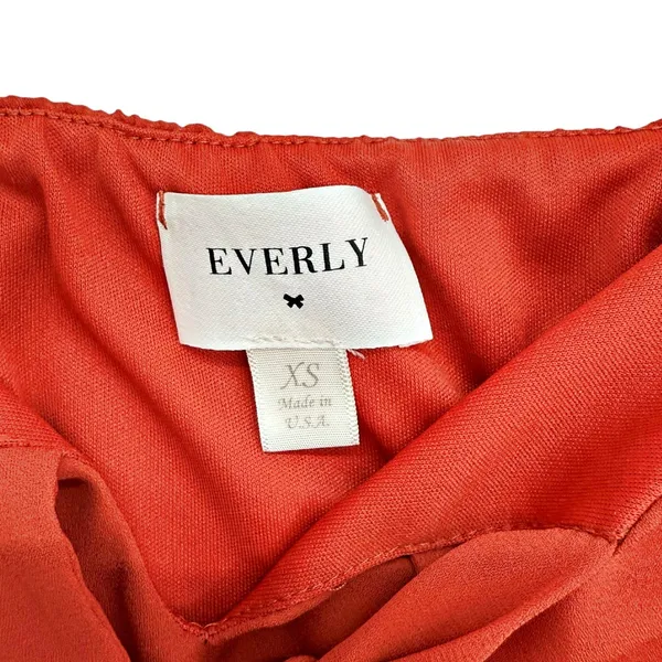 Everly Rust Burnt Orange Romper Adj Straps Flutter Tiered Legs - Image 4