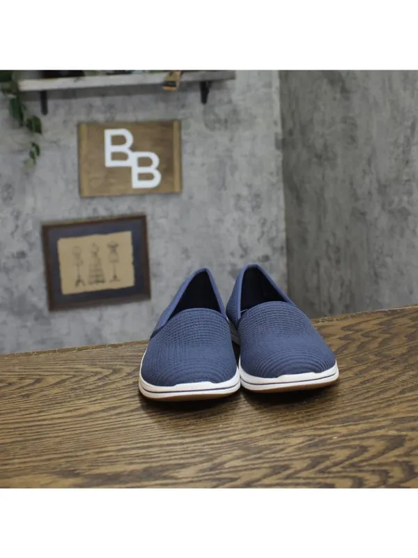 NWT Clarks Breeze Stretch Cloudsteppers Slip-On Loafer 26182066 Navy Blue 6W - Image 11
