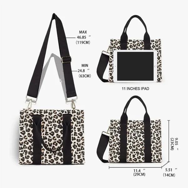 Leopard Print Tote Bag with Black Accents - Image 2