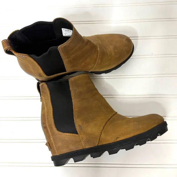 Sorel Lea Wedge Chelsea Boots Tan Leather Waterproof Ankle Womens 8 1886831286 - Image 6