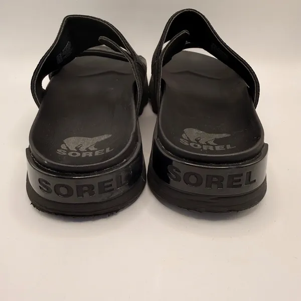 Sorel Kinetic Impact II Slide Black Leather Platform‎ Sandal Womens 7.5 - Image 6