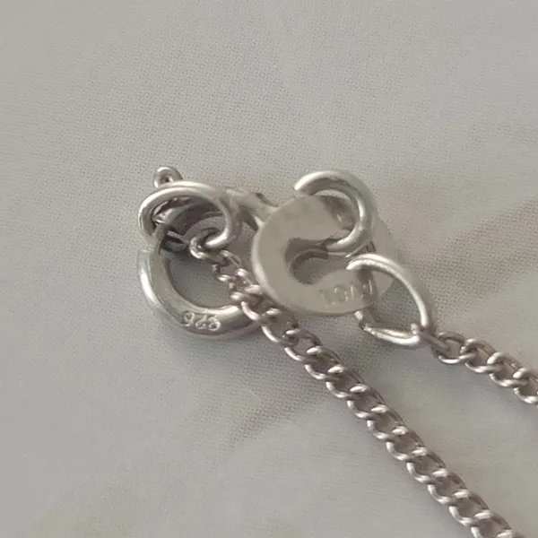 Vintage Sterling Silver Red Gemstone Birthstone Dainty Angel Necklace - Image 3