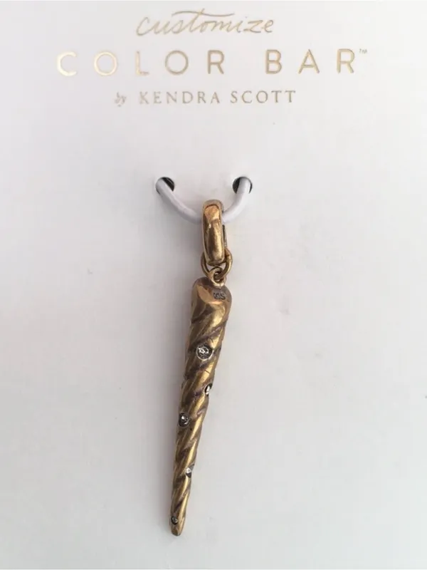 Kendra Scott 3 Gold-tone Cubic Zirconia Unicorn Horn Ring Evil Eye Charms - Image 7