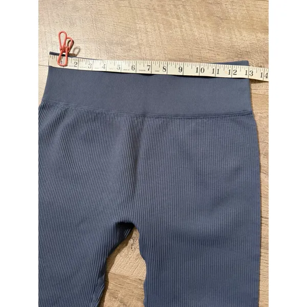 Unbranded Ribbed High Waisted Seamless‎ Leggings Slate Blue Size Large - Image 6