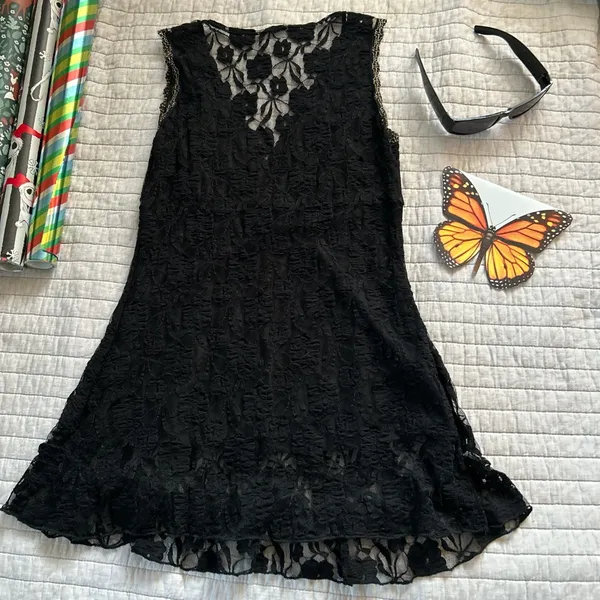 Dolls Kill Sexy Y2K sheer floral lace bow ribbon babydoll mini dress lingerie small - Image 5
