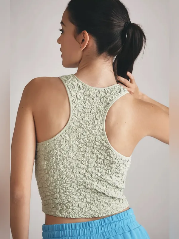 By Anthropologie Textured Racerback Tank Sage Green XL - Image 2