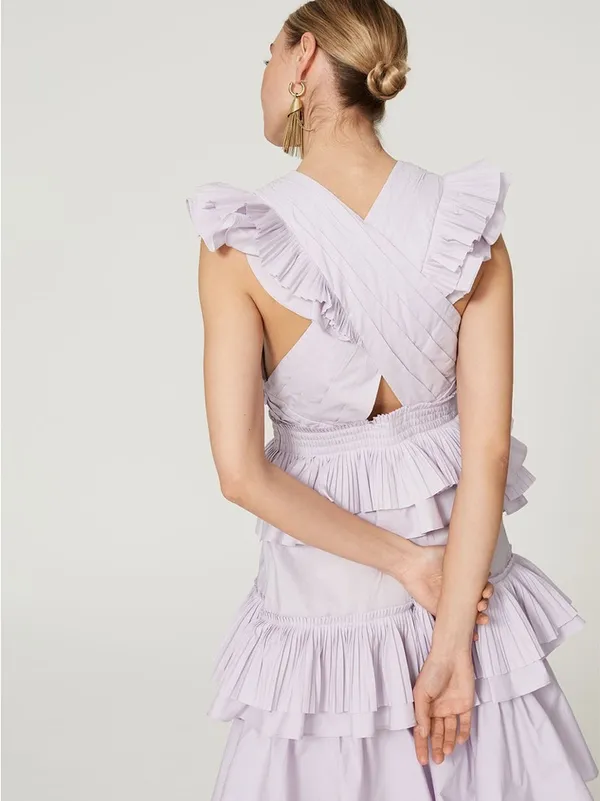 Ulla Johnson Aurore Ruffle Tiered Midi Dress Lavender Size 6 NWT - Image 14