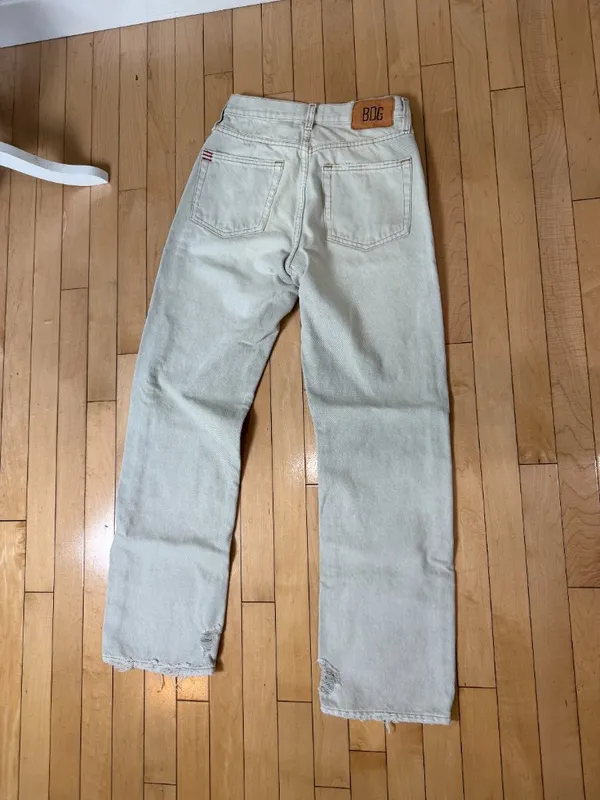 Urban Outfitters BDG Cowboy Jean Size 27 Stone Ecru Cream Straight Wide Leg - Image 6