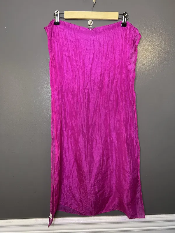 Pink Silk Scarf Womens One Size Sheer Crinkle Chiffon Rectangle Wrap Shawl India - Image 4