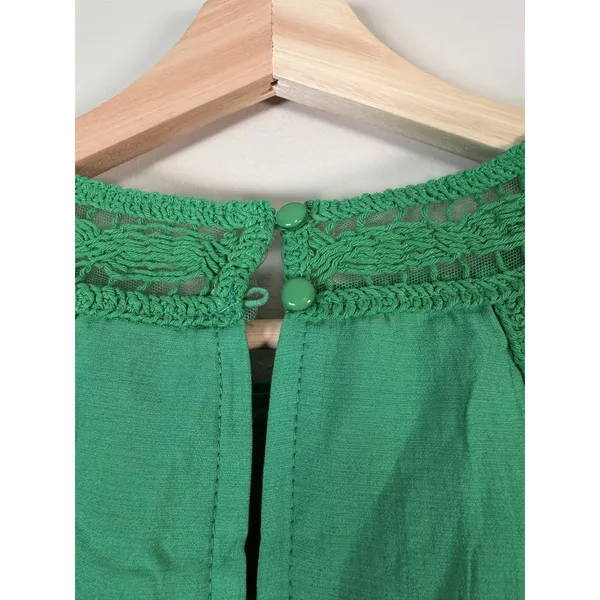 BTFBM‎ Green Crochet Lace Tiered Sleeveless Mini Dress NWT Boho Summer Halter - Image 5