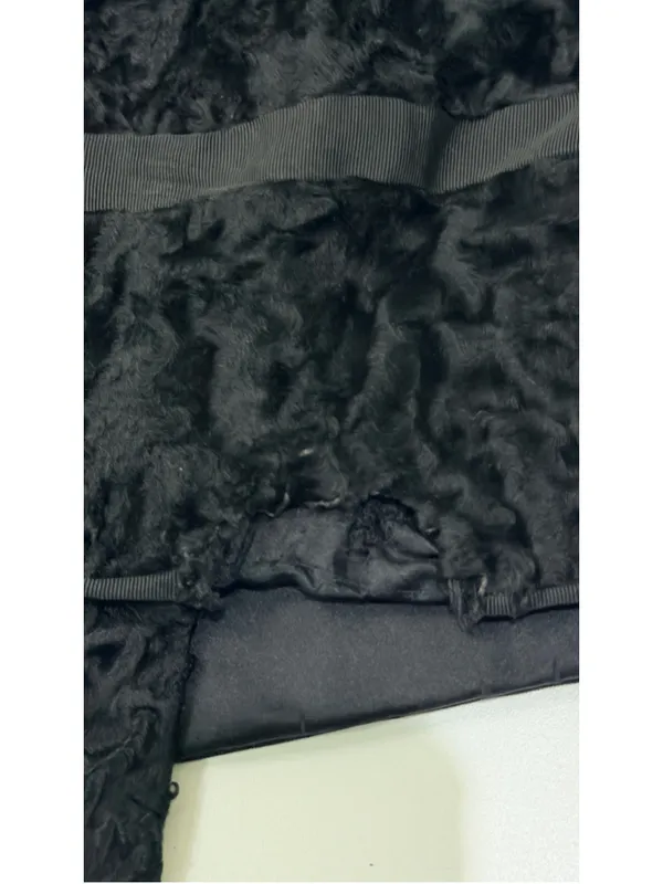 Kalina Furs & Fashions Black Persian Lamb Fur Jacket Mink Collar Vintage Open Fr - Image 8