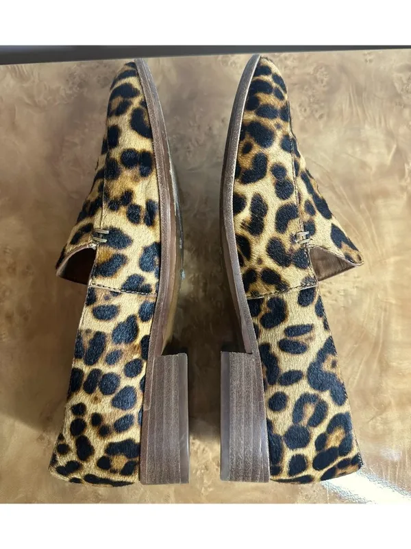 Madewell The Frances Leopard Calf Hair Loafers Women's Size 9 Animal Print Flats - Image 6