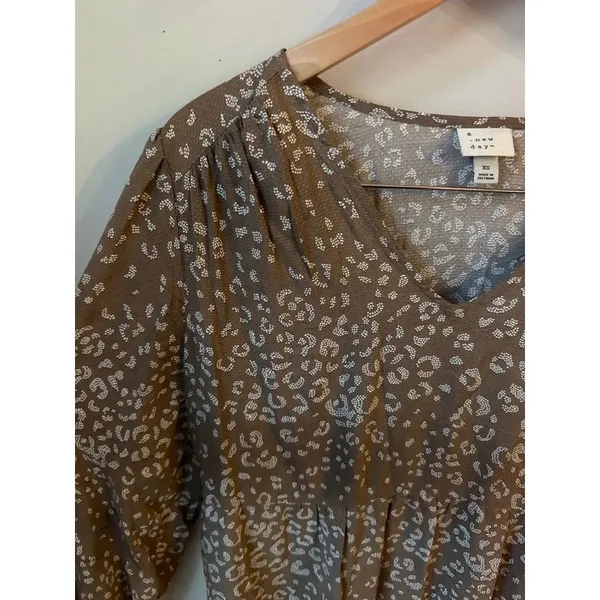 A New Day Leopard Print Tiered Midi Dress XS - Image 3