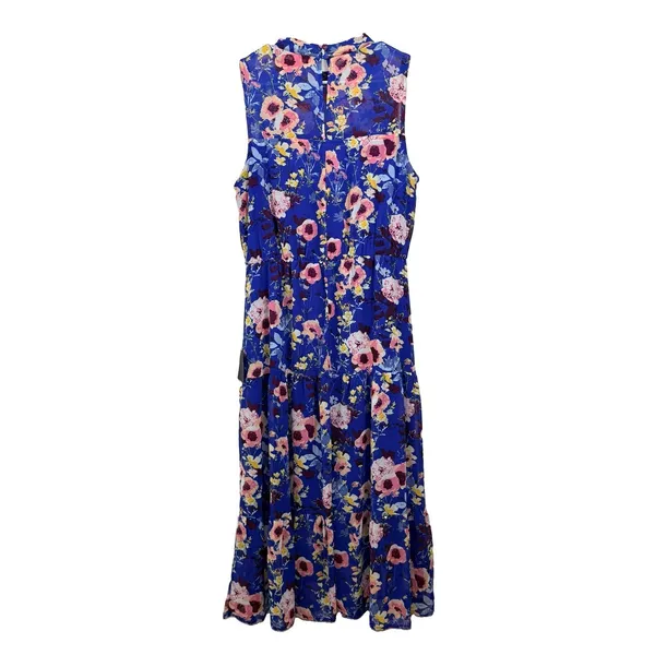 Lulus In My Dreams Blue Floral Sleeveless Chiffon Midi Dress LARGE Wedding - Image 7