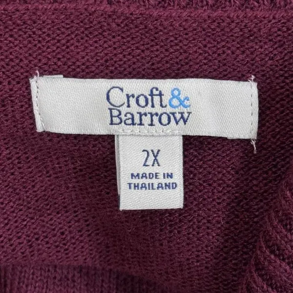 Croft & Barrow Maroon Double Layer Knit Cardigan Sweater Plus Size 2X - Image 5