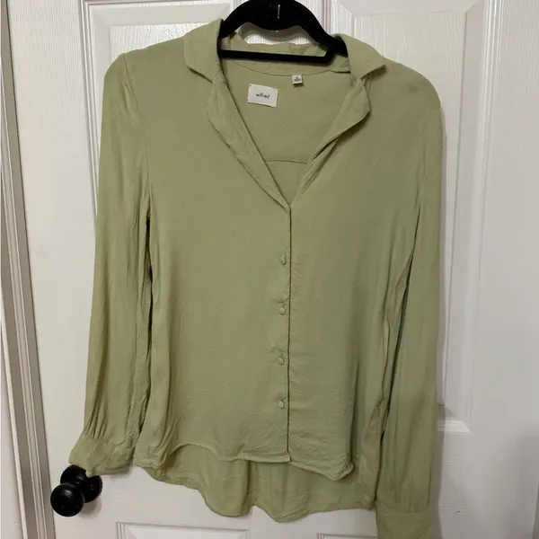 Aritzia  Wilfred Tulum‎ Blouse Green Button Down XS - Image 4