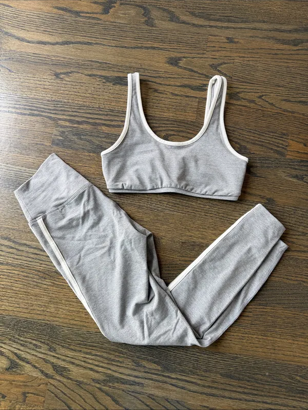 Old Navy PowerChill Side-Striped Leggings & Tank Matching Set size XS Grey NWOT - Image 10