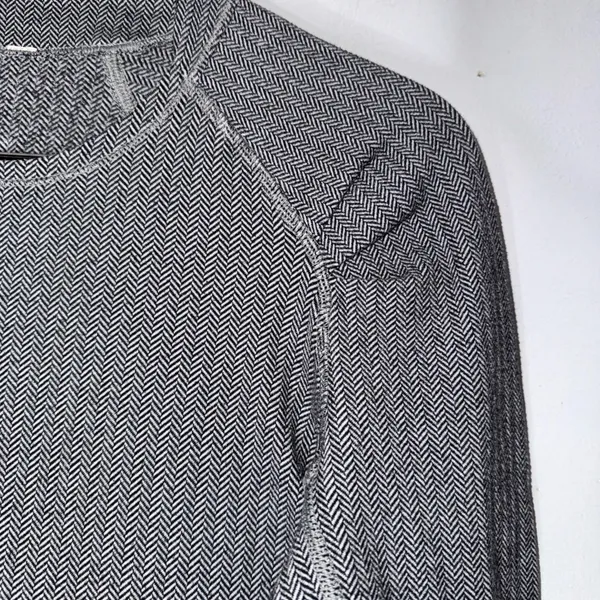 Lululemon Think Fast Long Sleeve‎ Shirt Size 6 Heathered Herringbone BLACK/SLATE - Image 3