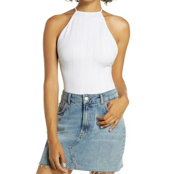 Free People Bridget Thong Bodysuit White XS - Image 4