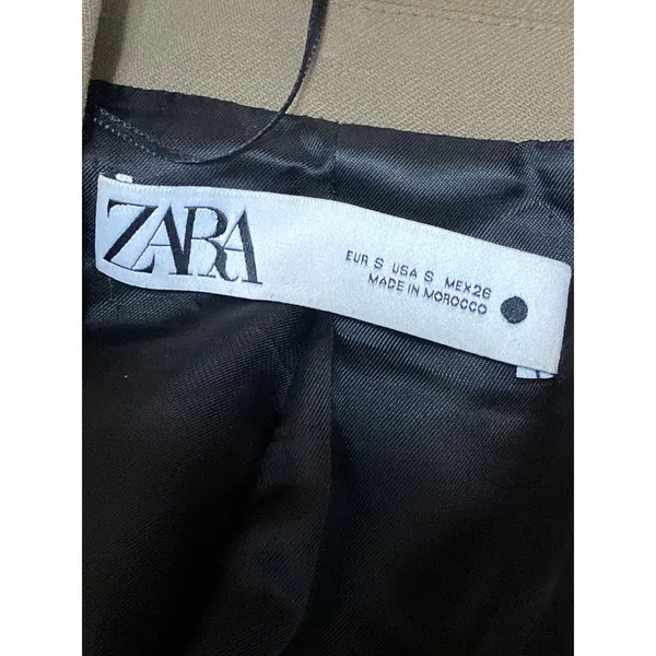 Zara Womens Olive Green Long Sleeve Notch Lapel Pocket Blazer Coat Jacket Size S - Image 3