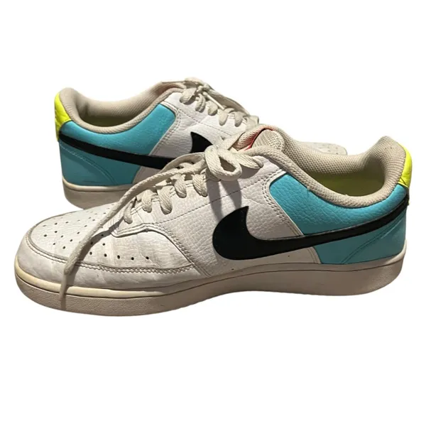 Nike‎ Court Vision Low Womens White Teal Neon Yellow Sneakers CZ9352-100 Size 11 - Image 10