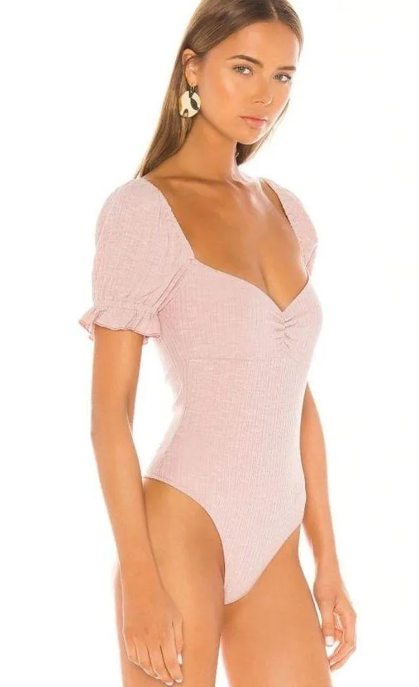 Privacy Please Olive Bodysuit Milkmaid Puff Sleeve - Image 4