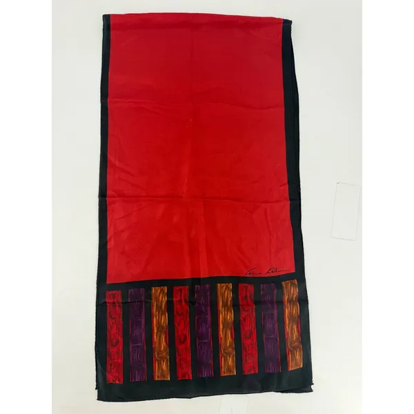 Anne Klein‎ Scarf Women OS Red Silk Striped Border Vintage - Image 4