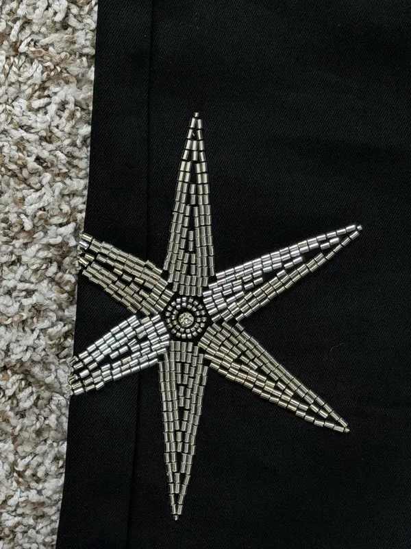 Publik Denim Black Beaded Star Flare Jeans Men’s Size 32x35 - Image 6
