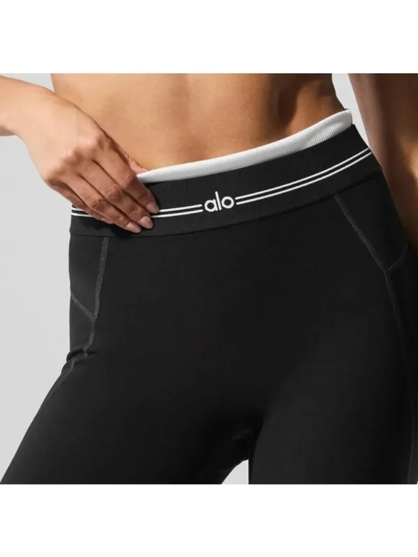 Alo Airbrush High-Waist 7/8 Better Together Leggings Black White Sporty Hi-Rise - Image 4