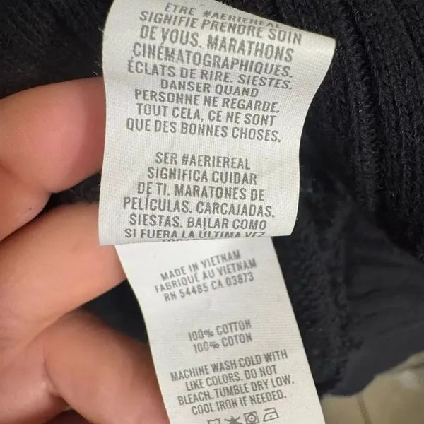 Aerie Black Down To Earth Pullover V Neck Hoodie Medium - Image 4