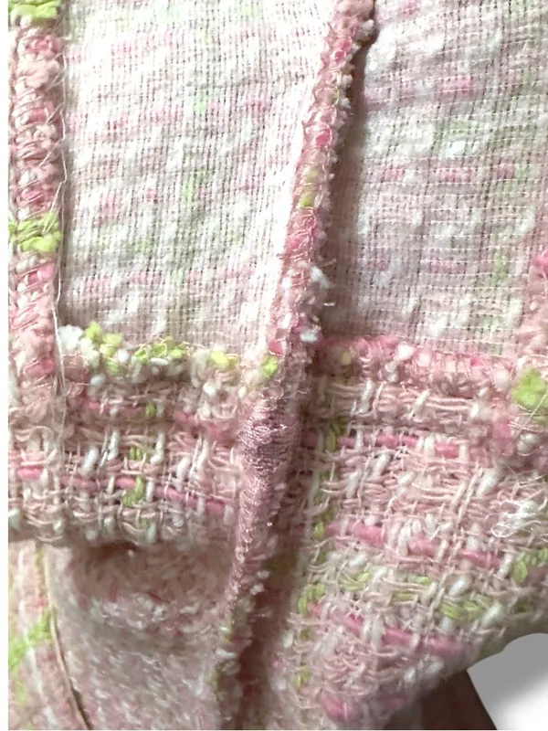 ZARA | NWOT Morocco Cotton Pink Green Plaid Tweed Side Zip Mini Skirt Shorts (S) - Image 8
