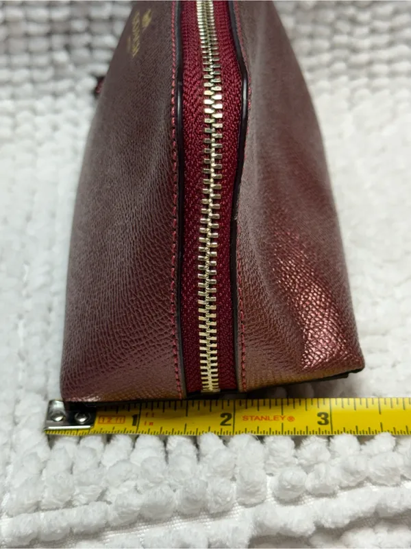 Coach Metallic Cherry Leather Cosmetic Case Makeup Bag Zip Pouch F23332 - Image 14