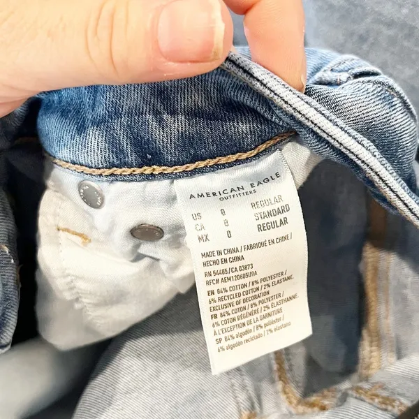 American Eagle Mid Rise Festival Flare Raw Hem Jeans Blue 0 - Image 4