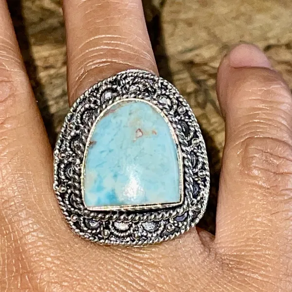 Caribbean Larimar Ring Size 7 Blue - Image 6