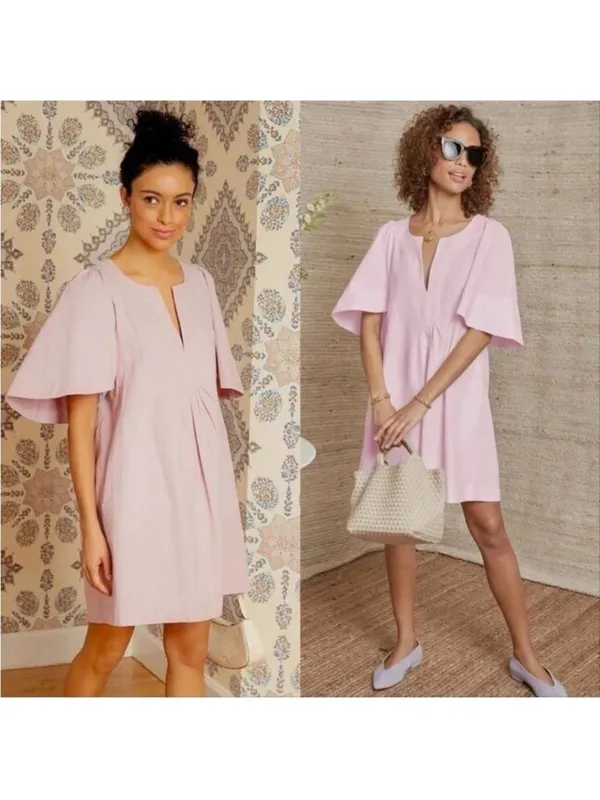 Tuckernuck Pomander Place Finley Flutter Sleeve Mauve Pink Mini Dress Size XS - Image 2