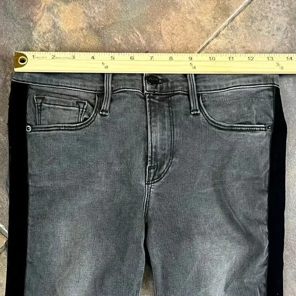 Frame Skinny Black Velvet Stripe Jeans 26 - Image 4