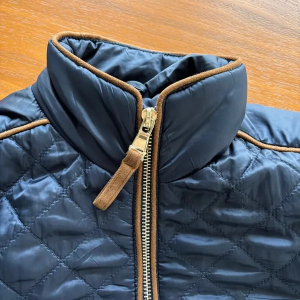 Rafaella Weekend Equestrian‎ Style Navy Diamond Quilted Jacket Petite Medium PM - Image 6