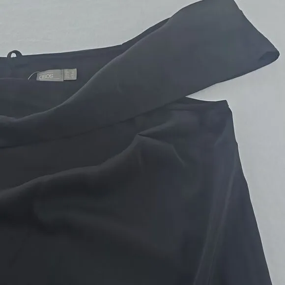 Asos NWT Black Halter Off The Shoulder‎ Mini Dress Size 14 - Image 6