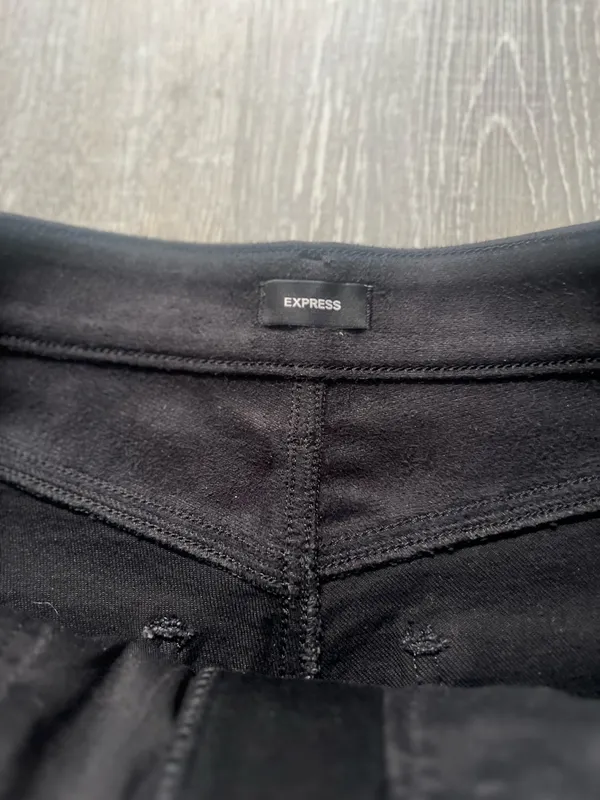 Express 90s Skinny High-Rise Jeans with faux leather panel - Image 4