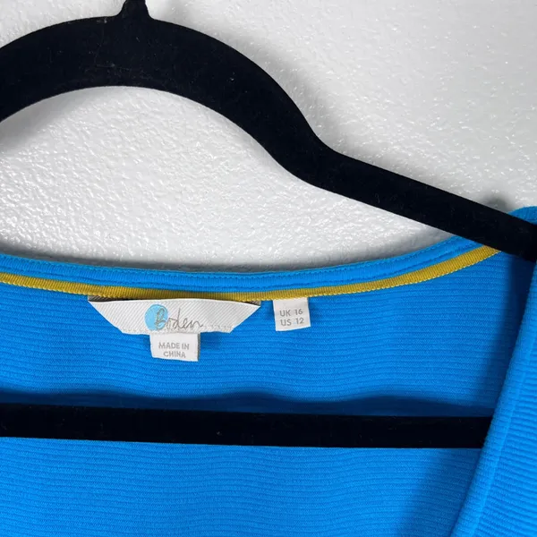 Boden Women's 3/4 Sleeve Scoop Neck Blouse Blue Sz 12 - Image 2