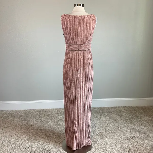 Pink Metallic Beaded Column Gown Women's Size 4 Formal Dress - Image 6
