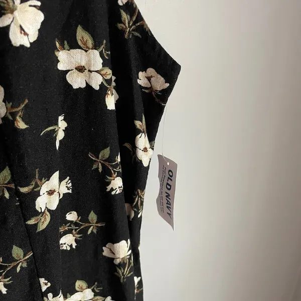 Old Navy Black Moody Floral Mini Dress Sleeveless Tank Sundress‎ size Large NWT - Image 5