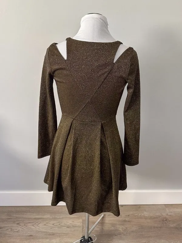 Urban Outfitters Cooperative Gold Shimmer Mini Dress - Image 5